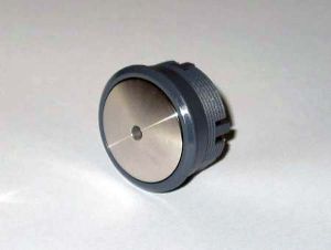 PUSH BUTTON - SATIN CHROME, GREY COLLAR, ORANGE ILLUM., FOR OTIS2000