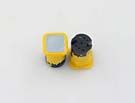 PUSH BUTTON, SQUARE YELLOW,,CHROME FINISH