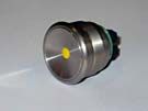 PUSH BUTTON - TYPE MCS & LEM, VR, SATIN, S/S, NONE ILLUM. WITH YELLOW CENTRE