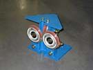 ROLLER GUIDE SHOE ASSEMBLY COMPLETE WITH 3 X 125MM DIA POLYURETHANE ROLLERS