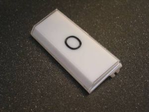 PRESSEL - FOR LM PUSH BUTTON, DOUBLE, PLASTIC, WHITE, VERTICAL, R/H (MRK 0 W/O OTIS LOGO)