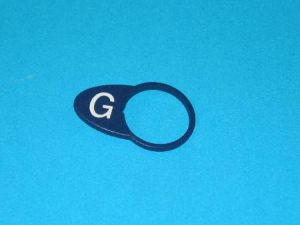CHICKLET - BLUE WITH WHITE LEGEND (MRK G ON L/H), FOR CRESCENDO /MEZZO/ALTO BUTTONS