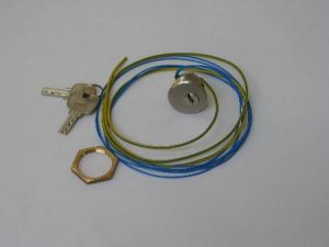 KEYSWITCH - SATIN CHROME, 24V, KEY TRAPPED, SPRING RETURN, (DOM SH2),  WIRING W/O WAGO CONNECTOR