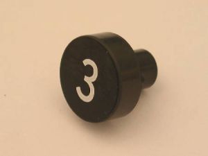 PUSH BUTTON - OLD TYPE, ROUND, BLACK, WHITE LEGEND (3)