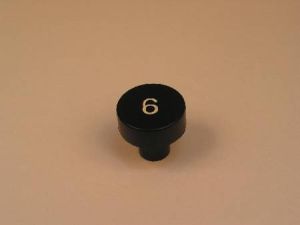 PUSH BUTTON - OLD TYPE, ROUND, BLACK, WHITE LEGEND (6 OR 9)
