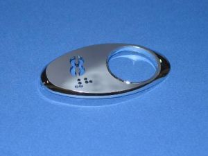 CHICKLET - FOR GEN 2, OVAL, CHROME MIRROR, W/BRAILLE (MRK 8 ON L/H)