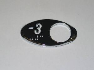 CHICKLET - FOR GEN 2, OVAL, CHROME MIRROR, W/BRAILLE (MRK -3 ON L/H)